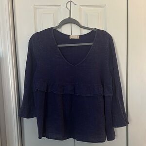 Anthropologie Navy Blue Blouse